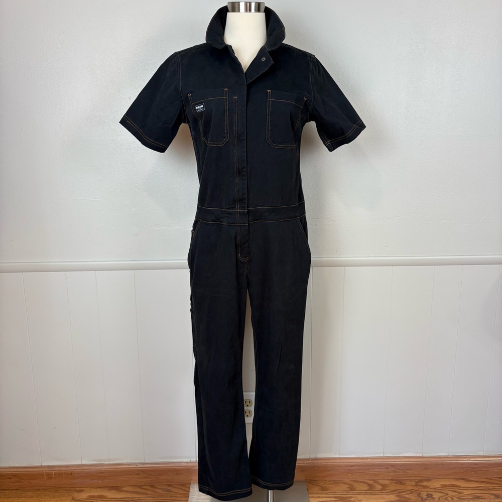 Wildfang Womens Essential Short Sleeve Coverall Jumpsuit Size M Black